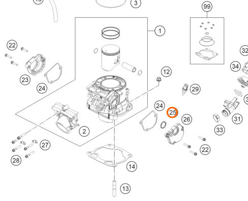 Кольцо крышки мощностного клапана KTM OEM 0770002226200