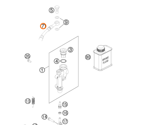 Тормозной шланг задний KTM OEM 77213070300 SX-F 2015