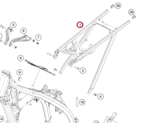 Подрамник центральный GasGas OEM A59003002000 EC 2024-2026 MC 2023-2026