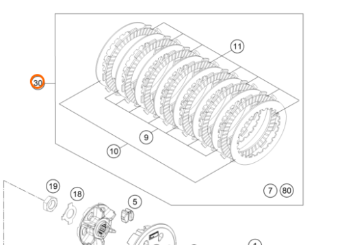 Комплект сцепления KTM OEM 78132010110 EXC 350 2012-2015 EXC 250 2014-2019