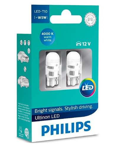 W5W Philips 4000k 12V блистер 2 шт 11961ULW4X2